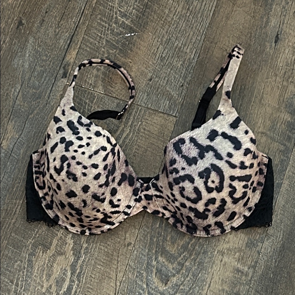 SOMA Animal Print 34D Embraceable Enchanting Lace Demi Bra Lined‎ Convertible